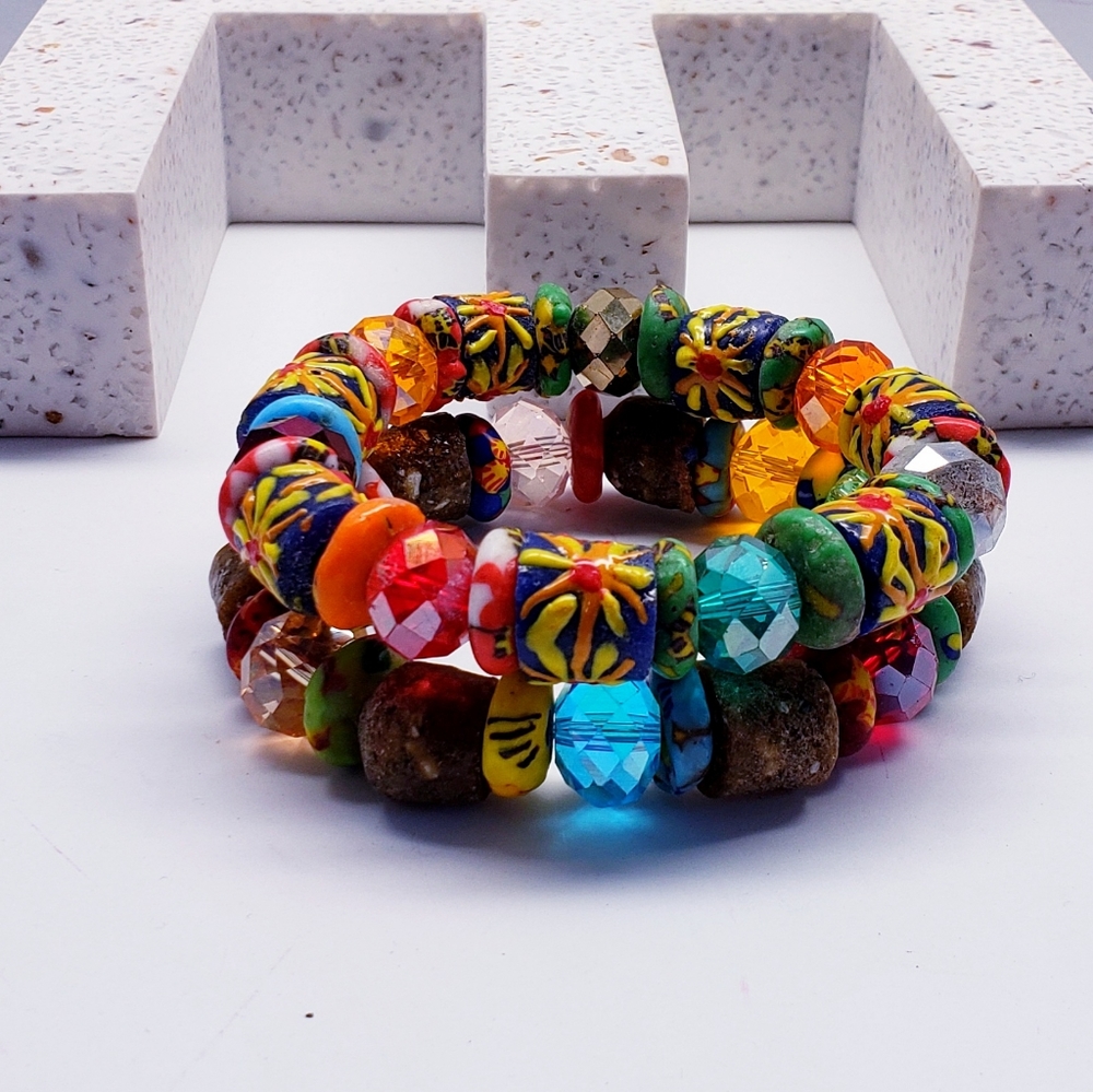 Handmade Beaded African Bracelet, Unisex #10 (2 pieces)